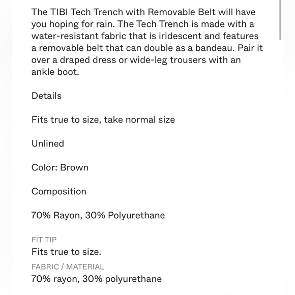 TIBI tech trench with removable belt . new with tags . Never worn . Size XS - Picture 11 of 12
